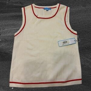 NWT Draper James Women's Sleeveless Tank Top with Red Trim